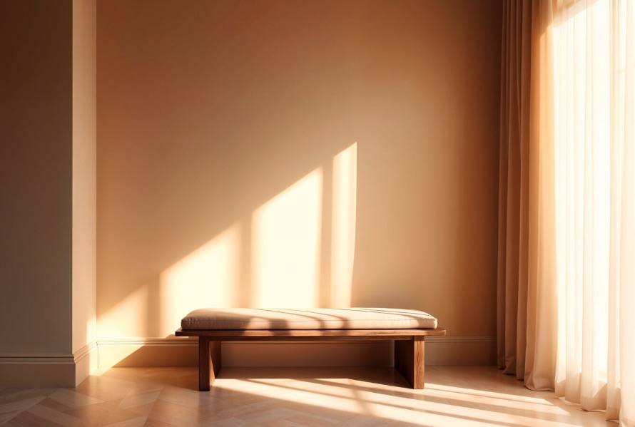 Interno contemporaneo con luce radente