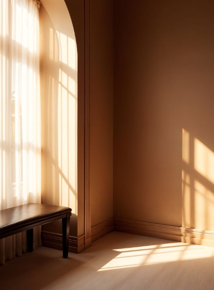 Interno minimal con luce radente